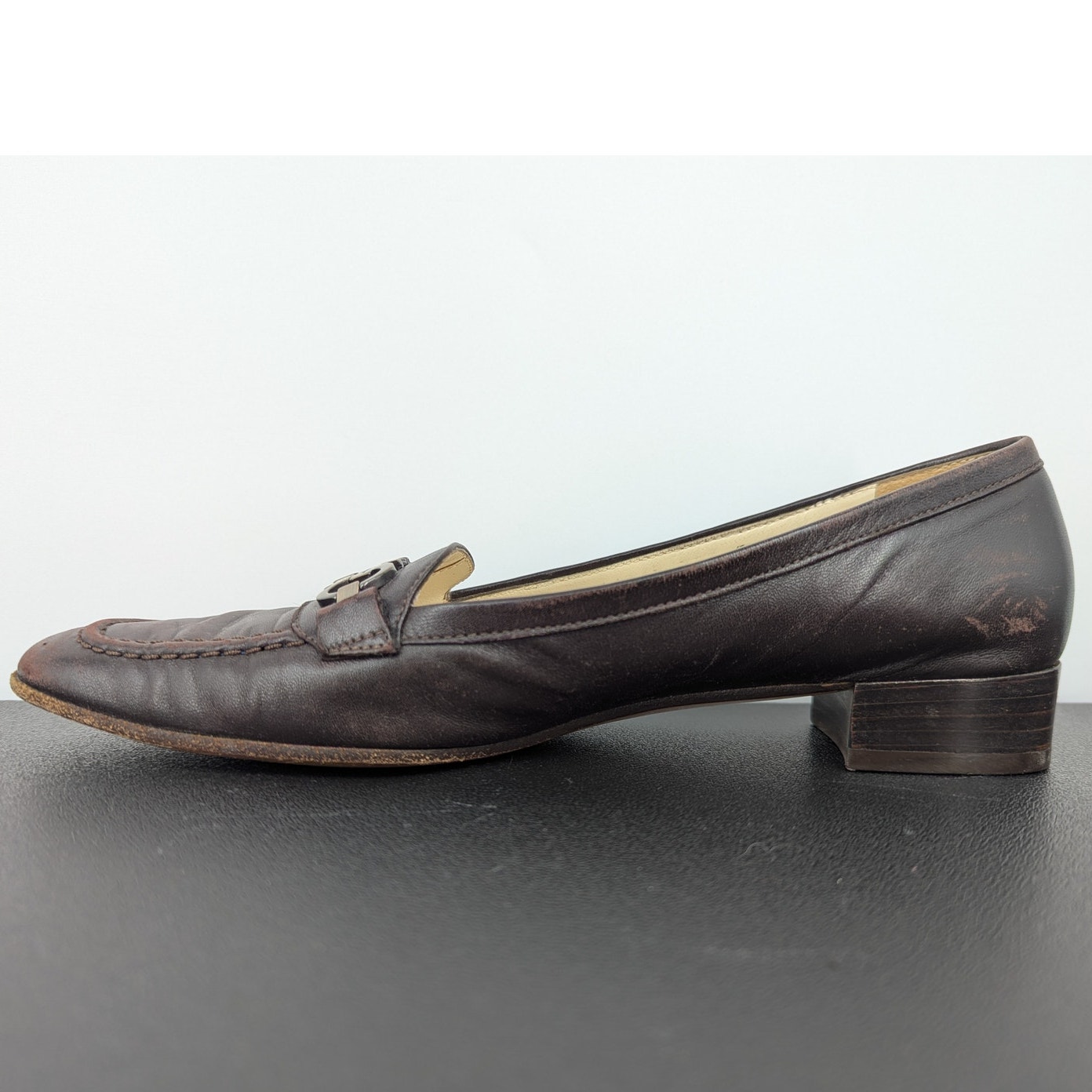 Salvatore Ferragamo Brown Leather Gancini Loafers Women’s 6.5 Aaaa 4a Narrow